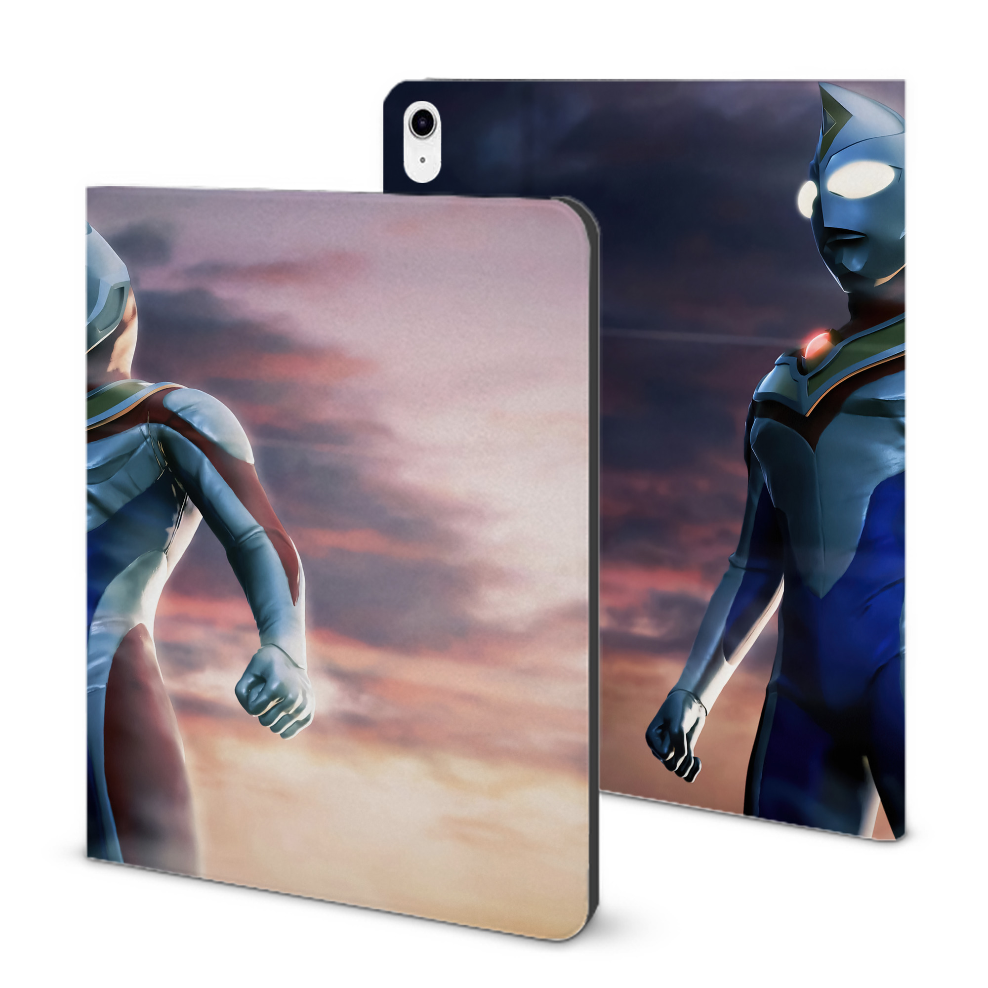（画像用） ウルトラマン Ultraman IPad ケース ブック型 PUレザー TPU 耐衝撃 軽量 薄型 ペン収納なし 全面保護 IPad 各モデル対応